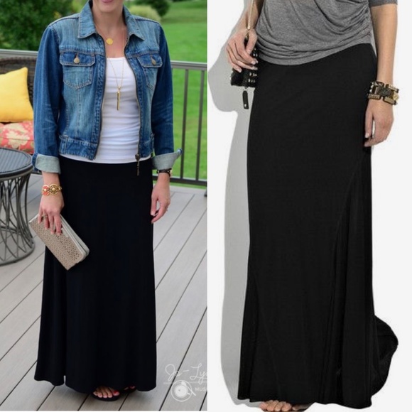 High waisted foldover banded maxi skirt - Picture 1 of 3
